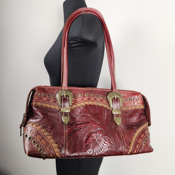 American West Handbags - AMERICAN WEST tooled studded leather handbag